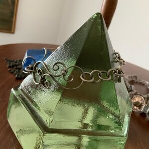 Silver Swirl sea glass Chain Bracelet